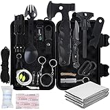 Survival Kit 18 in 1, Professionelles Notfall Set Outdoor Zuhause, Premium Set Messer Outdoor Ausrüstung, Überlebensausrüstung, für Camping, Bushcraft, Wandern, Jagde, Abenteuer, Männer, Väter