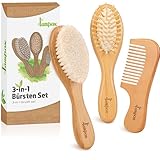 lampox - Baby Haarbürste und Baby Kamm Set - Natürliche Holz Babyhaar Haarbürste mit weichen Ziegenborsten - weich Baby Bürste für Säuglinge Kleinkinder - Haarbürste Baby Set