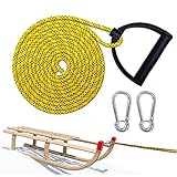 Schlittenseil Mit Karabiner,Schlittenleine Mit Griff,Schlitten Seil 4m,Schlitten Zugseil,Schlittenseil Mit Griff,Schnur für Schlitten,Schlittenseil,Ideal zum Ziehen von Schlitten