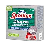 Spontex Seifenpads x10 Pack – kratzfreie Reinigungspads aus Stahlwolle mit 30% Seifenanteil - Für hartnäckige Verkrustungen und Starke, fetthaltige Verschmutzung