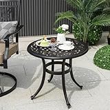 GIANTEX Gartentisch wetterfest Garten Bistrotisch aus Aluminiumguss runder Balkontisch mit verstellbaren Fußpolstern Terrassentisch Outdoor Beistelltisch 60 x 60 x 53 cm antike für Garten Bronze