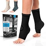 POWERLIX Sprunggelenkbandage 2 Stück, Professionelle Knöchelbandage für Damen/Männer Kompressionssocken Fußbandage für Plantarfasziitis, Arthritis, ACL, Gelenkschmerzen,Fersensporn, Sport, Schwarz, M