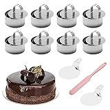 Tutamaz Dessertringe 8cm,8-teilig Mini-Kuchenring Formen,Edelstahl-Mousse-Ringe,8 Stück Servierringe Edelstahl Set,Speiseringe Lebensmittel Ringe,8cm Runde Speiseringe Kuchenring Tortenring Set,DIY