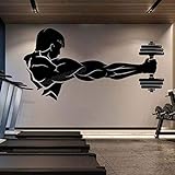PMSMT Gym Vinyl Wandtattoo sportliche Workout Gym Muskel Logo Fitness Biest Hantel gesunde Wandaufkleber für Gym Dekoration b264