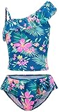 Moon Tree Großes Mädchen Geteilter Tankini Badeanzug Rüschen Hawaiian Badeanzug Strand Blau 11-12 Jahre Alt/152