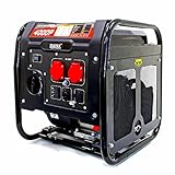 ERAYAK 4000W Inverter Stromerzeuger Benzin, Notstromaggregat Leise Benzin, Stromgenerator mit 3-in-1-Schalter, Ölstandsanzeige, Schalldämpfer, halbumlaufende Kotflügel, zweistufiger Stoßdämpfer