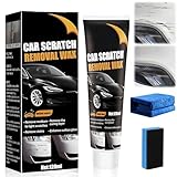 Auto Kratzer Entferner (120 ML), Kratzerentferner für Fahrzeuge, Blitzentferner für Fahrzeuge, Auto Kratzer Reparaturpaste Schnell, Auto Politur Set für Tiefe Kratze, mit Schwämme und Handtücher