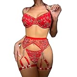 sexy dessous damen für sex dursichtige Unterwäsche sport bh damen dursichtige Unterwäsche Sexy Dessous Luxus-Sexs Schwarz Farbe Frauen Sexy Strumpfband Dessous Sex BH Höschen-Sets Rotes Damen (Red, M)