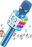 MicQutr Bluetooth Mikrofon Karaoke, Drahtloses LED Karaoke Mikrofon mit Lautsprecher Tonaufnahme für Party Podcast Familie, Kompatibel mit Android IOS PC - Geschenke für Erwachsene und Kinder