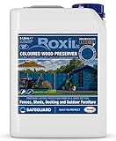 Roxil Holzbeize Preserver 5 Liter (Cobaltblau) Schnell trocknendes Satin-Finish für Zäune, Schuppen, Möbel. 5 Jahre Schutz für innen und außen