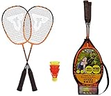 Talbot-Torro® Speed-Badminton Set Speed 2200, 2 leichte Rackets, 2 windstabile Bälle, im 3/4 Bag, schön handlich auch für Kids, schwarz-orange, 490112