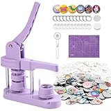 Alldeer Buttonmaschine 32mm/1.25Inch, Button Maschine Set with 100 sets Supplies, 1pcs Cutter, Button Maker, DIY Pin Maschine Buttonpresse
