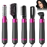 Föhn 5 in 1, locken föhn 1200W Luftstyler mit Doppelten Negativ Ionen 5 Aufsätzen Trockenbürste Rundbürste Lockenkopf Glättebürste Konzentrator für Volumen Glätte und Locken lockenbürste warmluft