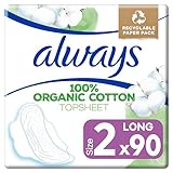 Always Cotton Protection Ultra Normal Damenbinden Größe 2 mit Flügeln, 90 Einlagen, Topsheet aus 100% Bio-Baumwolle