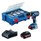 Bosch Professional 18V System Akku-Schlagbohrschrauber GSB 18V-28 (inkl. 1x2.0 Ah Akku, 1x 4.0 Ah Akku, Ladegerät GAL 18V-20, L-Case Pick&Click mit 100-teiligem Zubehör-Set) - Amazon Exclusive Set