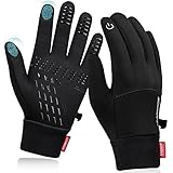 Anqier Touchscreen Handschuhe rutschfest Fahrradhandschuhe Herren Damen Winddicht Radsporthandschuhe Winter Thermo Handschuhe für Autofahren Radfahren Skifahren Arbeiten Outdoor