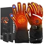 LOTTBUTY Beheizbare Handschuhe 2023 Upgrade,Beheizte Handschuhe Herren Damen mit 7.4V/2×5000mAh Wiederaufladbare Akkus,wasserdichte Beheizbare Motorradhandschuhe Winter für Kifahren,Radfahren,Wandern