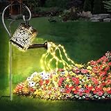 Solar Gießkanne mit Lichterkette Gartendeko für draußen,LED wasserdichte Solar String Lichter, Metall Vintage Märchen Lichter, Solar Laterne für draußen für Rasen Yard Pfad (mit Schäferhaken)