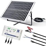 ECO-WORTHY 25W 12V Monokristallines Solarmodul Solarpanel Kit: 25W Solarpanel + Verstellbare Halterung + SAE-Anschlusskabel +10A Laderegler für Auto RV Marine Boot