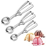 Eisportionierer Edelstahl Eislöffel Sllwari Cookie Scoop Set 4cm/5cm/6cm 3 Stück Verschiedene Größen Keksportionierer für Eiscreme Plätzchen Kuchen Teig Melone Kartoffelpüree