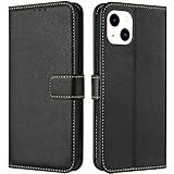 TQIAHF Handyhülle für iPhone 13 / iPhone 14 Hülle Klapphülle Leder Klappbar Tasche Flip Cover Case Schutzhülle mit Kartenfach Komplettschutz Lederhülle Handytasche für iPhone 13 / iPhone 14,Schwarz