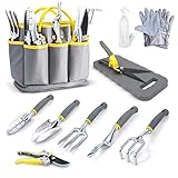 Jardineer Gartenwerkzeug Set, 11 in 1 Gartengeräte Set, Robuste Gartenwerkzeug mit Ergonomische Anti-Rutsch-Griff, Werkzeugbeutel inkl, Gartenwerkzeuge-Geschenkset