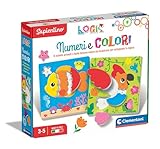 Clementoni - Sapientino Logic Farben-Illustrate, Verband, Karten zum Pairing, Flashcards Zahlen und Tiere, Lernspiel 4 Jahre, Italienisch, Made in Italy, Mehrfarbig, 16463