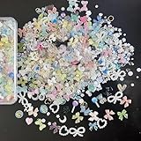 Suxgumoe Acryl 3D Nagel Charms, 400 Stück Herz Bowknot...