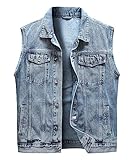 Harbrosrce Classics Herren Weste Denim Vest Ärmellose Jeansweste Cowboy Jacke Motorradweste Bikerweste für Männer Casual Freizeitweste