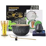 TEANAGOO Matcha Set | Matcha Tee Set | Matcha Schale |matcha zubehör set|Matcha Schüssel mit Ausgießer Bambus Matcha Whisk-7 Stück MatchaTea Sets für Matcha-Liebhaber,N17, Anthrazitgrau