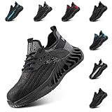 Hitmars Arbeitsschuhe Herren Sicherheitsschuhe Damen Stahlkappe s3 s1 Leicht s2 Arbeitsschuhe Unisex Stahlkappenschuhe Arbeitsschutzschuhe Schutzschuhe 1 Schwarz EU 43