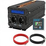 EDECOA 2000W/4000W Wechselrichter 24V 230V Reiner Sinus Spannungswandler mit 2X USB und Fernbedienung mit LCD-Bildschirm
