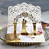 EBRO Pop Up Karte Hochzeit, Hochzeitskarte Brautpaar 3d mit Weiß Umschlag, Hochzeitskarten für Standesamt & Kirchliche Trauung - Romantische Glückwunschkarte zum Hochzeitstag (Gold)