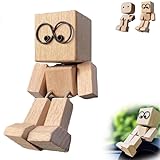 schüttelmann,Wackelnder Holzmann,schüttelmann Holz,wackelnde Holzfiguren mit Füßen,handgefertigte Holz-Auto-Ornamente, Actionfiguren, Schreibtisch-Ornamente, Geschenke für Männer, Büro ﻿ (A2)