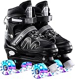 Sumeber Rollschuhe Kinder Inliners Roller Skates Roller Blades 4 Räder Flash Kinder Inline Skates für Anfänger Outdoor/Indoor Verstellbar Rollschuhe Kinder Geburtstagsgeschenk (Schwarz, M)