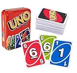 OWOAOOwl UNO-Kartenspiel mit 112 Karten,UNO Metallbox,Spannendes Kartenspiel,UNO Flip Kartenspiel,Klassische Kartenspiele für Ganze Familie, UNO-Kartenspiel für 2-6 Spieler (Englische Version)