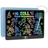 Bunte LCD Schreibtafel, 16 Zoll Große Zeichentafel Elektronischer Drawing Pad mit Sperr-& Löschfunktion, Augenschutz-Kritzelblock, Spielzeug & Geschenke für Kinder & Erwachsene zu Hause, Schule - Blau