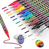 Acrylstifte Marker Stifte, RATEL 12 Farben Premium Wasserfest Paint Marker Set Wasserfest Permanent Art Filzstift Acrylic Painter für DIY Stein, Leinwand, Papier, Glasmalerei, Metall-Mittlerer Spitze