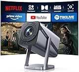 Mini Beamer 4K [Kompatibel mit Netflix|Dolby Audio] 600ANSI Smart Beamer Full HD 1080P Auto Fokus Auto Vertikale Trapezkorrektur 360° Drehbar WiFi6 Bluetooth Kurzdistanz Projektor für Home Outdoor