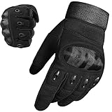 WFX Motorradhandschuhe für Damen und Herren, harter Knöchel, voller Finger, Touchscreen, Motorradhandschuhe für Fahrradfahren, Schwarz, Größe L