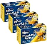 Meßmer Fenchel-Anis-Kümmel | 25 Teebeutel | Vegan | Glutenfrei | Laktosefrei (Packung mit 3)