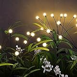 Firefly Solar Gartenleuchten, Solarlampen für Außen Glühwürmchen Gartenlichter 10 LED Swinging Solar Pathway Lights, IP65 Wasserdicht Solarleuchten für Garten Fußweg Yard Balkon Dekoration (2 PCS)