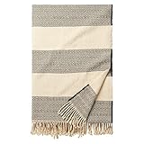 Amazon Aware kuscheldecke aus gewebter Baumwolle, gestreift, 152 x 203 cm, Naturfarben/Kohlefarben