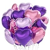 Herz Folienballon 24 Stück，Herzballons Hochzeit Rosa Lila,Herz Helium Luftballons,Herzluftballons für Party,Geburtstag,Valentinstag, Hochzeit, Verlobung,Muttertag（Rosa Lila）
