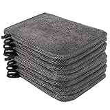 PHOGARY 10er Pack Waschhandschuhe, Frottee, Mikrofaser Waschlappen, 15 x 21 cm, Saugfähig, in Dunkelgrau