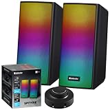Defender® Desktop Lautsprecher für PC, Laptop, Speaker Set mit USB-Stromversorgung, Micro SD Karte bis 64GB, Bluetooth 5.2 HiFi Stereo mit 6 Farbigen LED-Modi, Gaming Lautsprecher, Schwarz