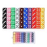 Lvcky 50Pcs 6 Sided Bright color Dices Dotted Low price Dice Game Set With Velvet Bag Bar KTV Party Math tutoring 16mm Mixed Color Great alternative to standard game dice