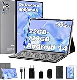 Dghrti Tablet 10 Zoll Android 15 mit 30 GB RAM+128GB ROM(TF 1TB), 5G WLAN, Octa-Core, Widevine L1, Face ID, 8000mAh, GPS,BT 5.0, Tablet mit Tastatur, Grau