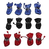 EXAOMBLE 3Sätze Hundestiefel wasserdichte Pet Rainshoes Teilig für Strapazierfähiges und rutschfeste Sohle für Outdoor Aktivitäten