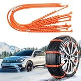 badaren Schneeketten, 10 Stück Notfall-Anti-Rutsch-Universal-Autoreifenketten, Wiederverwendbare Auto Schneeketten, Geeignet für Pkw/Geländewagen/Lkw/Suv, Einsetzbar Auf Schnee, Schlamm (Orange A)